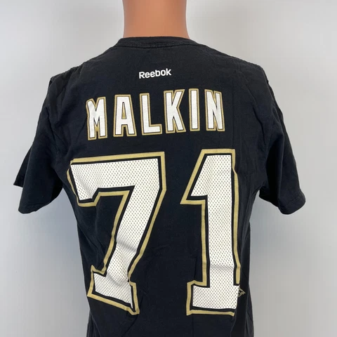 Reebok Evgenis Malkin Pittsburgh Penguins Jersey T Shirt NHL Hockey Black Size M Cover
