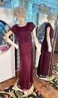 VTG 20s DECO Flapper Dress Gown Sequin Beads Adrianna Papell Prom Long Formal 6