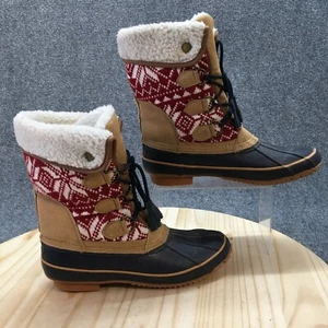 Khombu Boots Womens 9 M Snow Brown Leather Mid-Calf Lace Up Round Toe BW1645 - Picture 1 of 16
