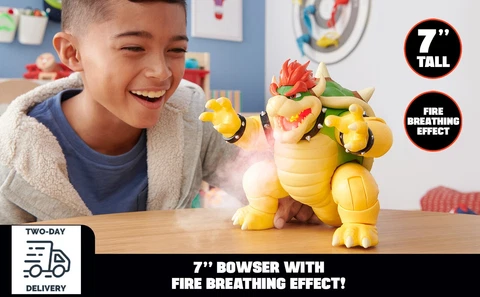 Super Mario Bros Movie 7inch Bowser Fire Breathing Effect Figure 2023 Gift Toys Cover