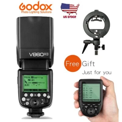 US Godox V860II-S 2.4G TTL HSS Flash Light+Xpro-S Trigger+S Bracket Kit for Sony - Image 1 of 4