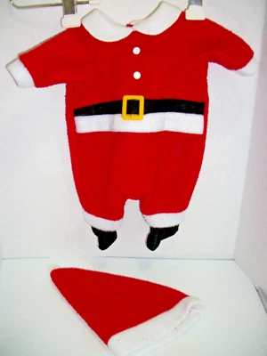 Recién Nacido XS 0-3 Meses 2 Piezas Navidad Papá Noel Conjunto Pequeños Pasos Vellón Foto 1 de 4