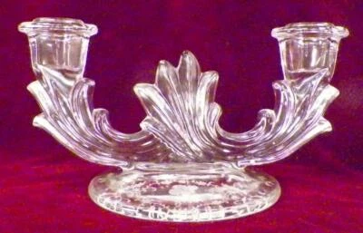 Fostoria Double Baroque Candlestick Shirley Etch #331 Clear Elegant Glass 2 Lite - Image 1 of 4