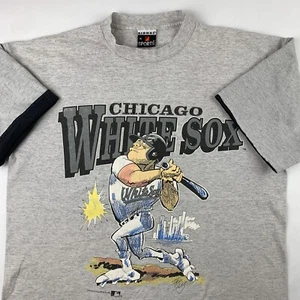VTG 90s Chicago White Sox 1991 Jack Davis Double Sleeve T-Shirt Mens XL X-Large - Picture 1 of 11