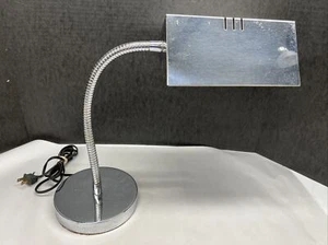 Mid-Century Space Age Chrome Gooseneck Desk Lamp Boxy 1970s - Picture 1 of 7