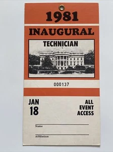 1981 President Ronald Reagan Inauguration All Event Access Technician Pass - Picture 1 of 5