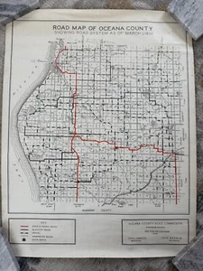 Vintage 1951 Oceana County Michigan Road Commission Map Great Condition! - Picture 1 of 6