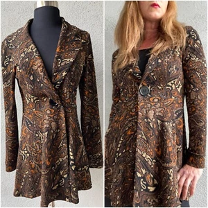 Eva Varro Empire Chenille Pebble Paisley One Button Jacket Sz S - Picture 1 of 12