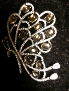NEW handmade artisan butterfly necklace .925 Sterling Citrine-CZ w/ rhodium Plt - Picture 1 of 9
