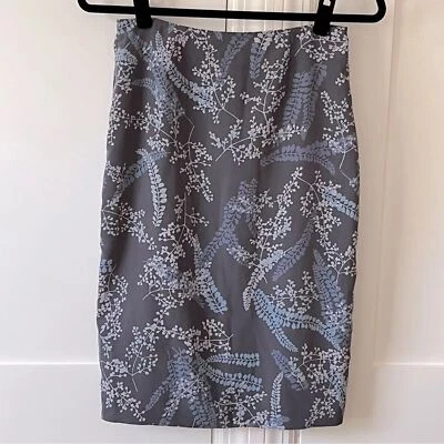 Falda Express Vintage Años 90 Floral Recta Hasta la Rodilla Gris Talla 3/4 Foto 1 de 4