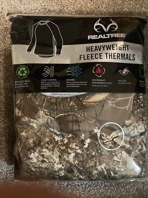 Realtree Men's Camo Heavy Weight Fleece Thermal Performance Set Size M New - Image 1 of 4