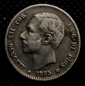Alfonso XII, 1 Peseta, 1885 (*85) - 5 Gramos Plata - Imagen 1 de 2