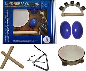 Kinder-Percussion-Set, Kinder Instrumente, 8-teilg aus Holz, Orff-Instrumente