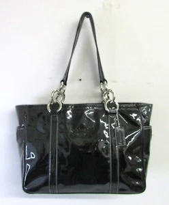 Coach Women Black Patent Leather Tote Bag Purse - Picture 1 of 11