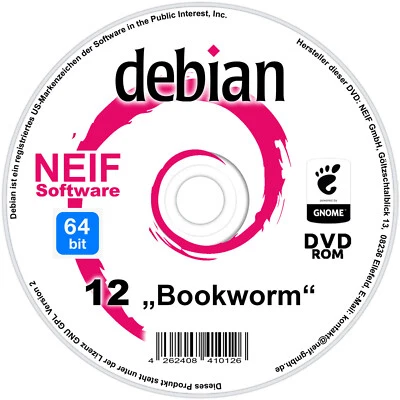 Linux Debian 12 "Bookworm" 64 Bit Deutsch auf DVD oder USB-Stick - Bild 1 von 4