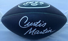 Curtis Martin Signed New York Jets BLACK Logo Football JSA