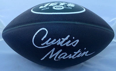 Curtis Martin Signed New York Jets BLACK Logo Football JSA - Image 1 of 2
