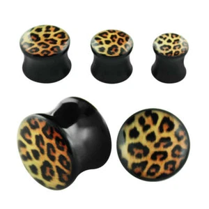 ❤ 4 - 20 mm Ohr Piercing Plug Leopard Leo Punk Acryl Mehrfarbig Flesh Tunnel - Bild 1 von 1