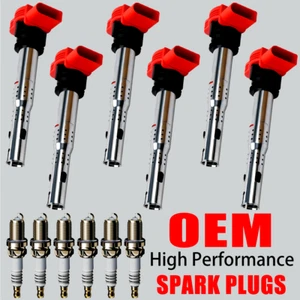 6X Bobinas de encendido y bujías de iridio OEM para Audi A4 A6 Q5 S5 3,0 L 3,2 L UF529 - Imagen 1 de 16