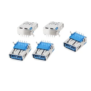 5 Stück Single USB 3.0 Typ A Buchse Rechte Winkel 9-Pin DIP Jack Sockel Buchse - Bild 1 von 1