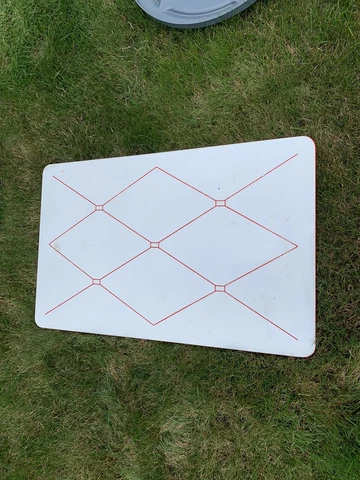 Vintage Porcelain Enamel Top Table with Slide Outs (White & Red) Cover