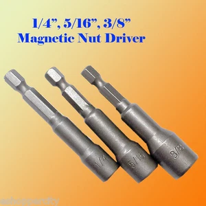 3-teilig 2,5 Zoll magnetisch 1/4 Zoll 5/16 Zoll 3/8 Zoll Mutterndreher-Set Schnellspanner Sechskantschaft  - Bild 1 von 2