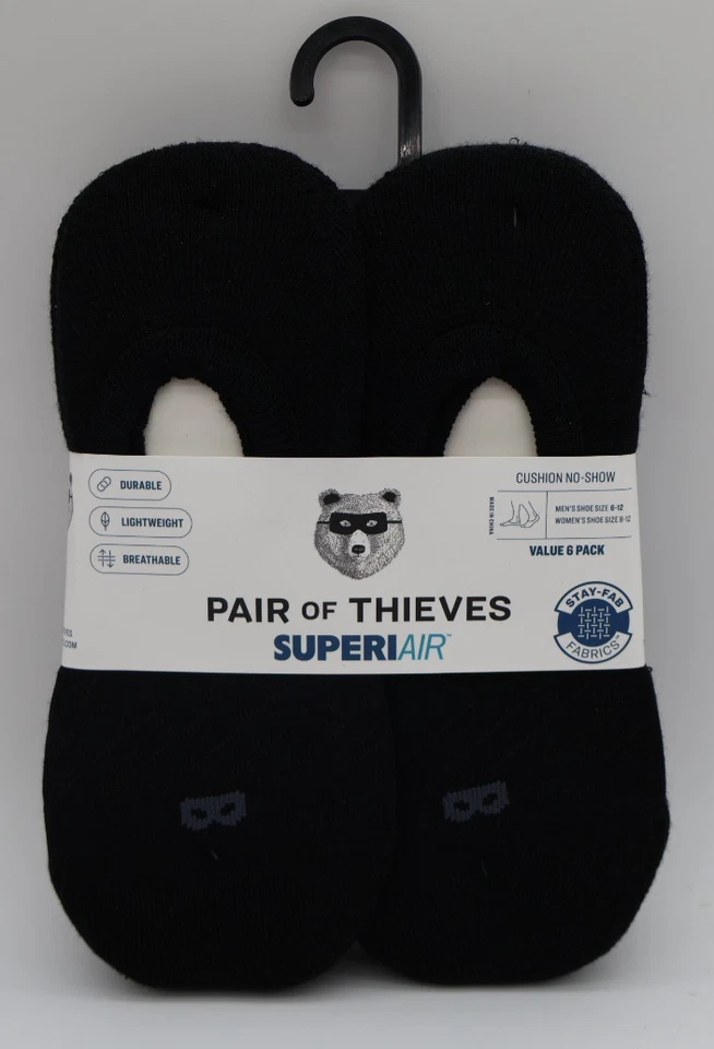 Pair of Thieves Men's 6pk SuperiAir Cushion No Show Socks - Black 6-12 NWT - Image 1 of 4