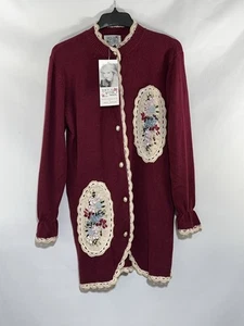 Cárdigan largo vintage NOS ENCAJE DESPUÉS DEL MEDIODÍA suéter con botones adornado años 90 floral - Imagen 1 de 12