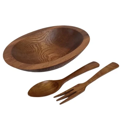 Ensaladera de madera de laca cepillada japonesa de colección utensilio de plato marrón LWB134 Foto 1 de 4