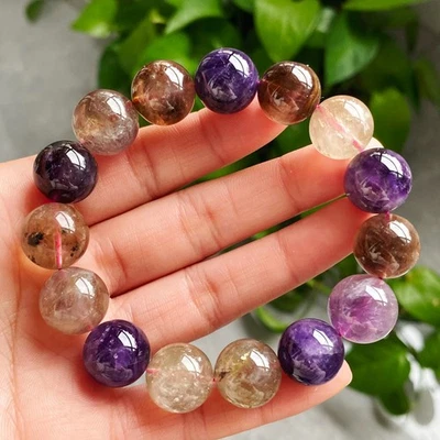 13.8-14.7mm Natural Auralite 23 Crystal Quartz Beads Bracelet 2552 - Image 1 of 4