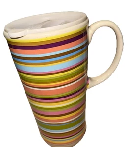 Longaberger RETIRED 2010 SUMMERTIME STRIPE TRAVEL MUG #31901 - Picture 1 of 6
