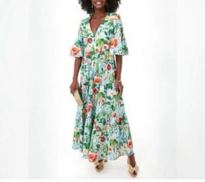 Maxi Vestido Tuckernuck Azul Flor Botánico Jengibre Talla M Foto 1 de 4