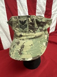 7 1/4 USN Navy Working Type III Woodland Uniform Hat Utility 8 Point Hat A397 - Bild 1 von 7