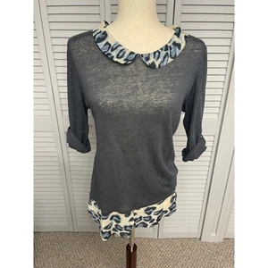 Camicia blusa Anthropologie Twig & Perch blu collo medio manica donna taglia small - Foto 1 di 6