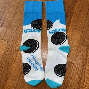 Divertidos Calcetines de Novedad Cardio I Thought You Said Oreo Calcetines Azul Blanco - Imagen 1 de 3