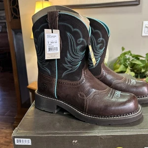 Ariat Fat-Baby Heritage Dapper Damen L1 Größe 8c Westernstiefel mit Türkis - Bild 1 von 6