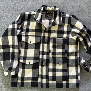 Filson Shirt Mena Extra Large Mackinaw Wool Cruiser Black White Check Coat USA - Picture 1 of 11