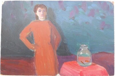 Armenia,Soviet Painting,Impressionism,1960s Woman / Fish,Armenian Modern Art - Image 1 of 4