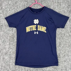 Notre Dame Shirt Boys Medium Blue Under Armour Tech Tee University Football - Picture 1 of 7