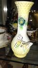 Yellow Bud Vase Hobnail Attached Butterfly    Bellek