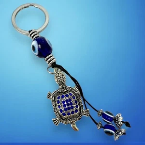 Turtle Charm & Evil Eye Protection Keychain - Picture 1 of 8