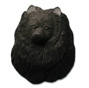 Pomeranian Head Plaque Figurine Black - Picture 1 of 1