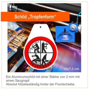 Feuerwehr Wappen, Schild mit Saugnapf - Bild 1 von 1