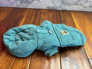 Green Corduroy w/ Cream Puppy Dog Coat w/ Pocket Jacket Harness Size Small - Picture 1 of 6