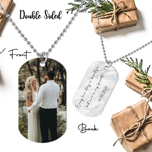 Personalised Photo Message Text  ID Army Military Dog Tag Necklace Double Sided - Picture 1 of 4