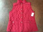 NEW!  Women's Size S Vest NORTH CREST Classic  Burgundy Red Quilted Holiday