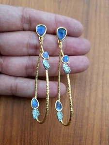 statement Alexis Bittar purple Lucite gold tone clip on earrings - Picture 1 of 4