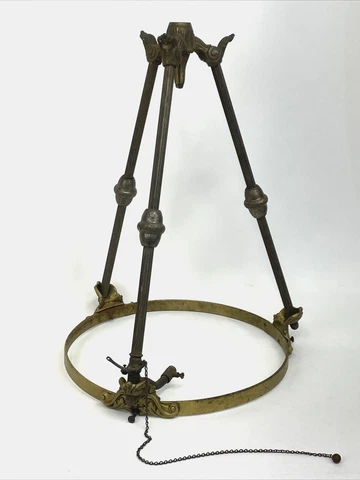Antique Victorian Gothic Hanging Gas Chandelier Light Lamp 3 Arm Tripod, 12" Fit Cover