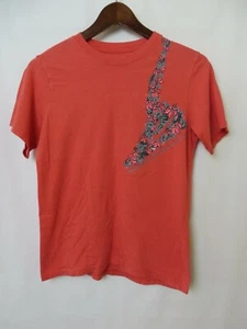 Nike Youth T Shirt Short Sleeve Crew Coral w Floral Sneaker Graphic Sz  L  #9757 - Picture 1 of 5