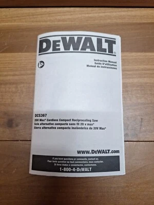 DCS367 Dewalt 20V Max* Cordless Compact Reciprocating Saw Manual Only  - Image 1 of 2